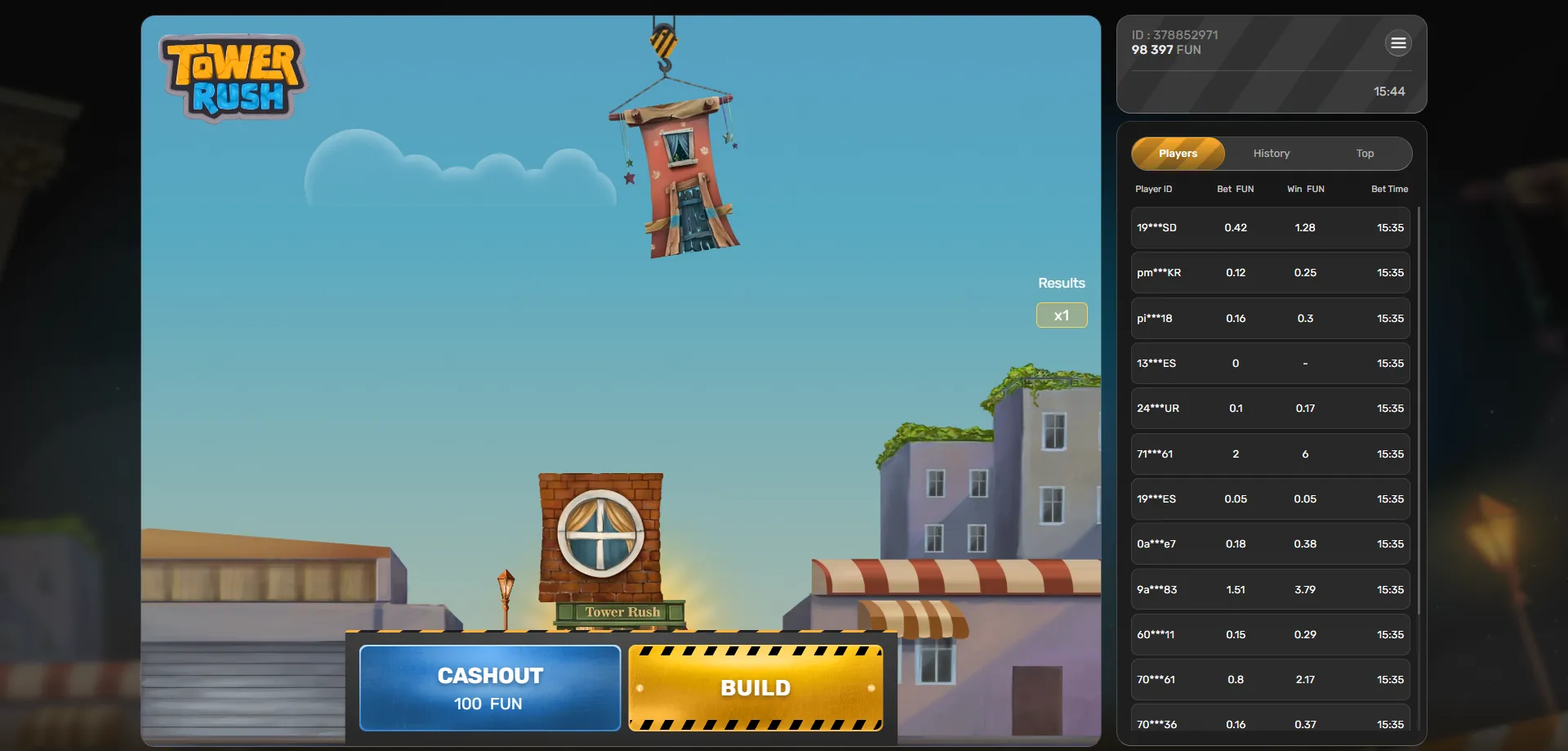 مواصفات لعبة tower rush الأصلية — مزود Galaxsys ونسبة RTP